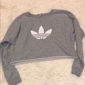 Adidas grey cropped hoodie